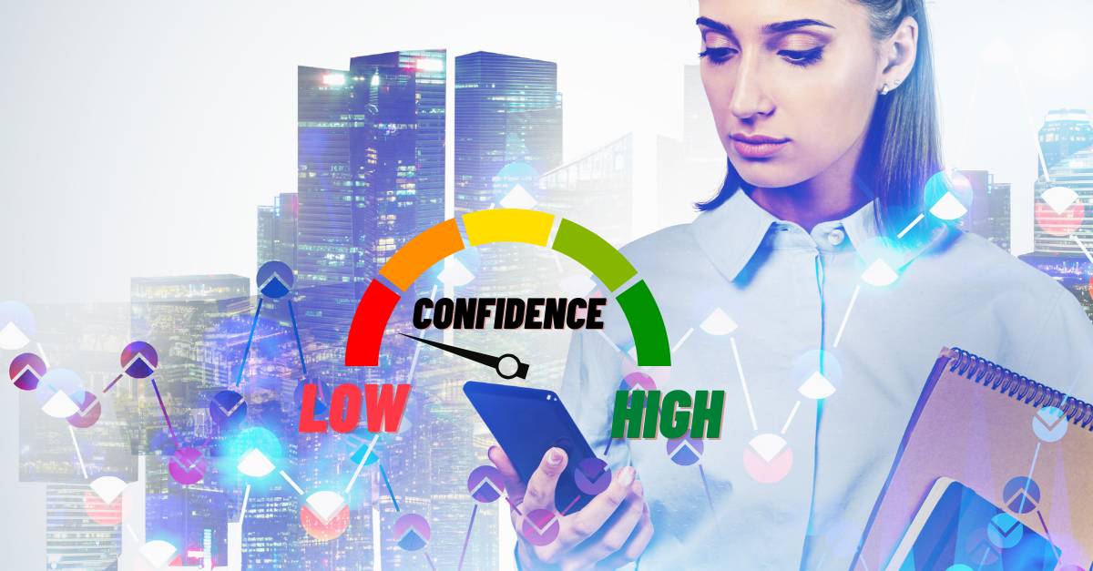 Trader checking confidence meter