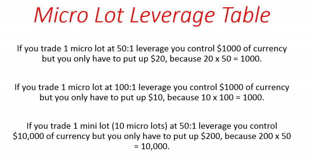 Micro Lot Leverage Table